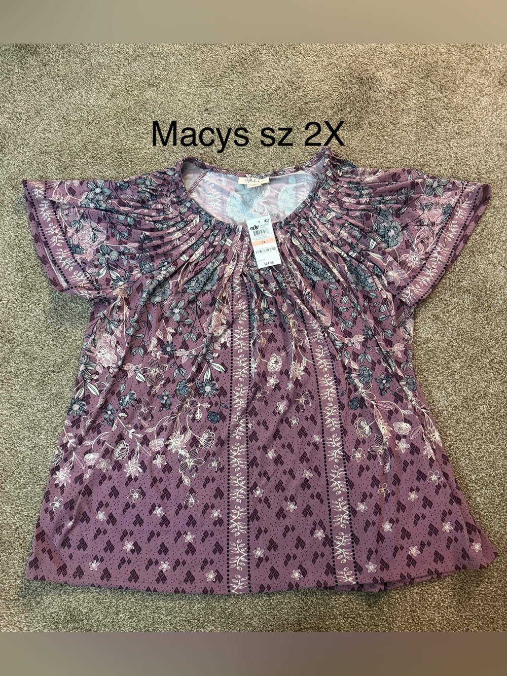 Macy's Purple Floral shirt brand new size  2x